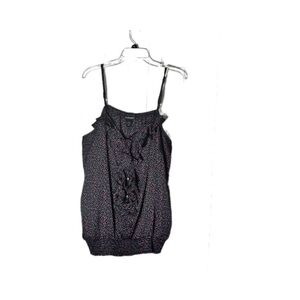 Lane Bryant Black Polka Dot Ruffled Camisole Top